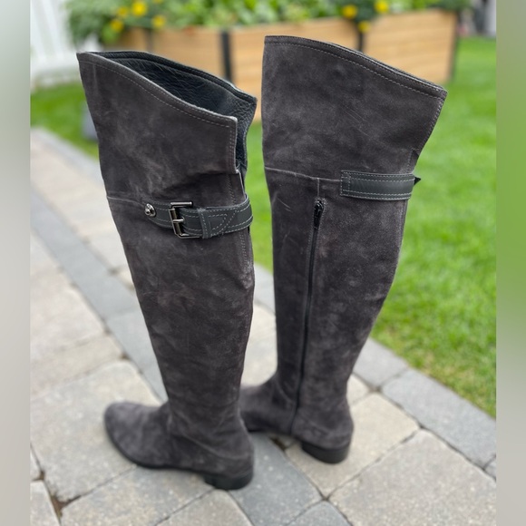 NEW ⭐️ Browns Couture Grey Suede and Leather Lined Tall Boots 👢 - Picture 2 of 8